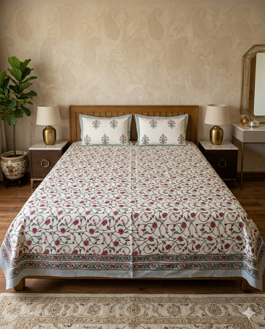 Fursat - White with Red Floral Jaal