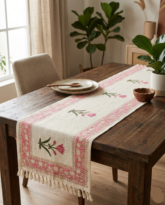 Gulnaar - Pink Boota Table Runner