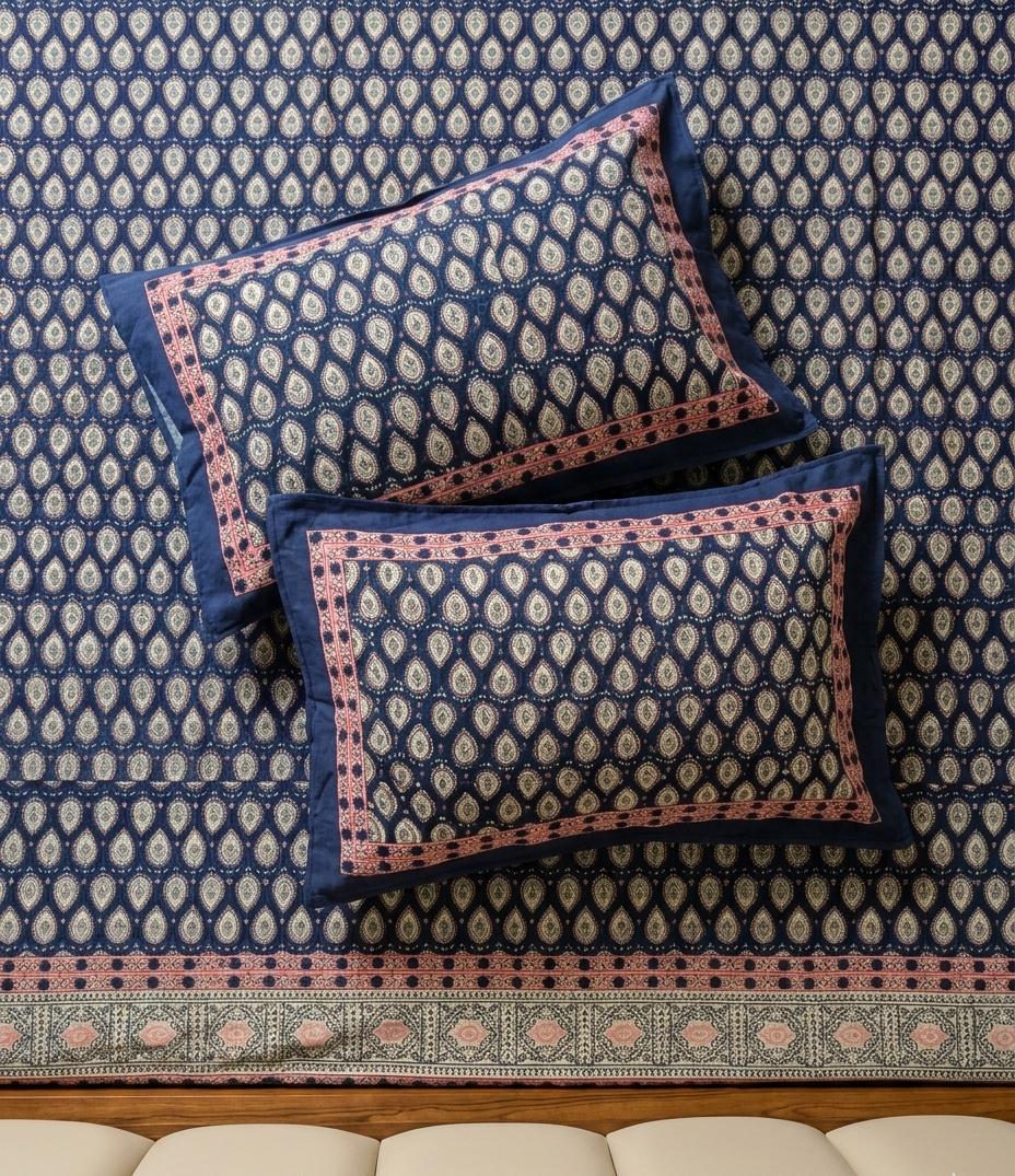 Indigo blue everyday cotton king size bedsheet 
