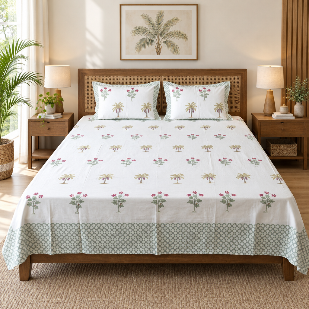 Basant Yellow cotton bedsheet