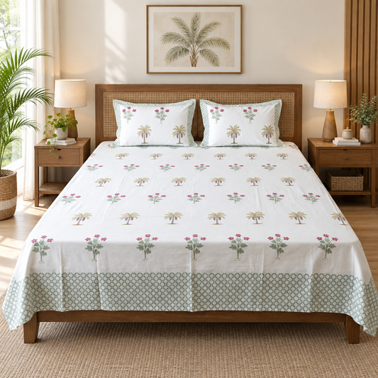 Basant Yellow cotton bedsheet