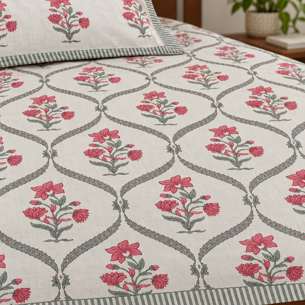 Caahat - Pink | Everyday 100% Cotton | King size bedsheet
