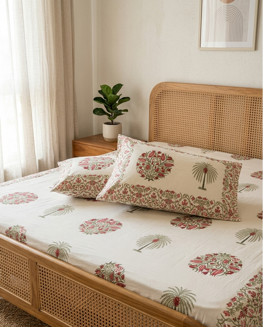 Bahar - Red Boota | Everyday Cotton Bedsheet