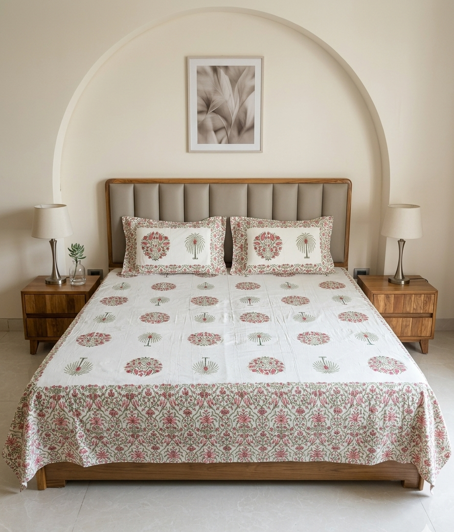 Bahar - Red Boota | Everyday Cotton Bedsheet