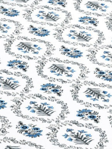 Bichona Blue Floral Block Print Bedsheet – Super King Size