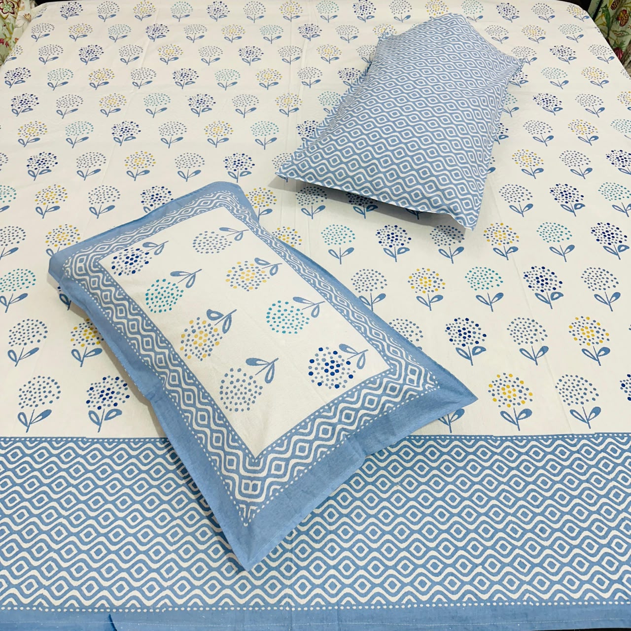 Bindu - Blue |Everyday 100% Cotton |Super King