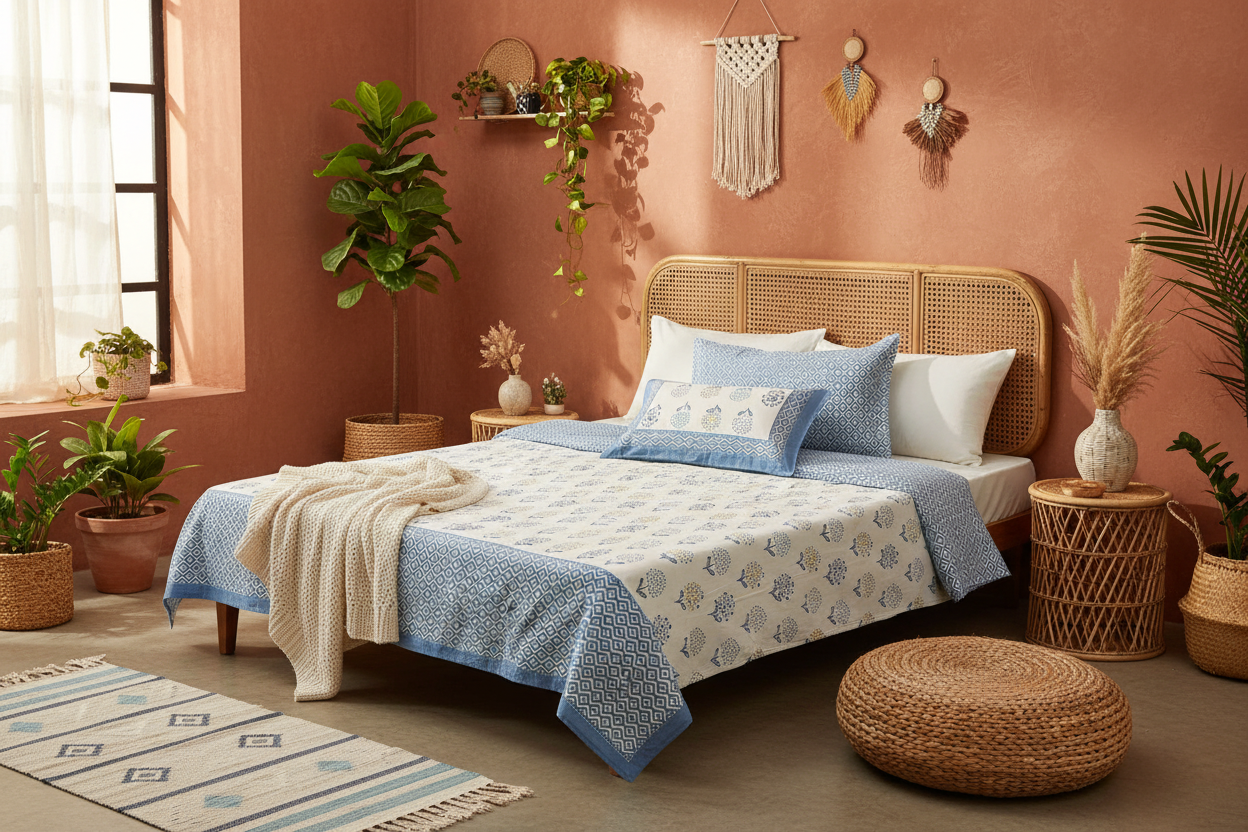 Bindu - Blue |Everyday 100% Cotton |Super King