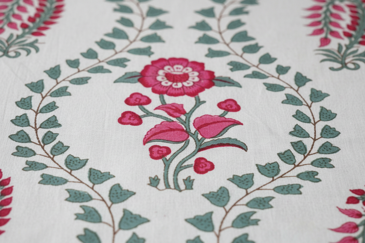 Latika Pink Floral and Paisley Cotton Bedsheet