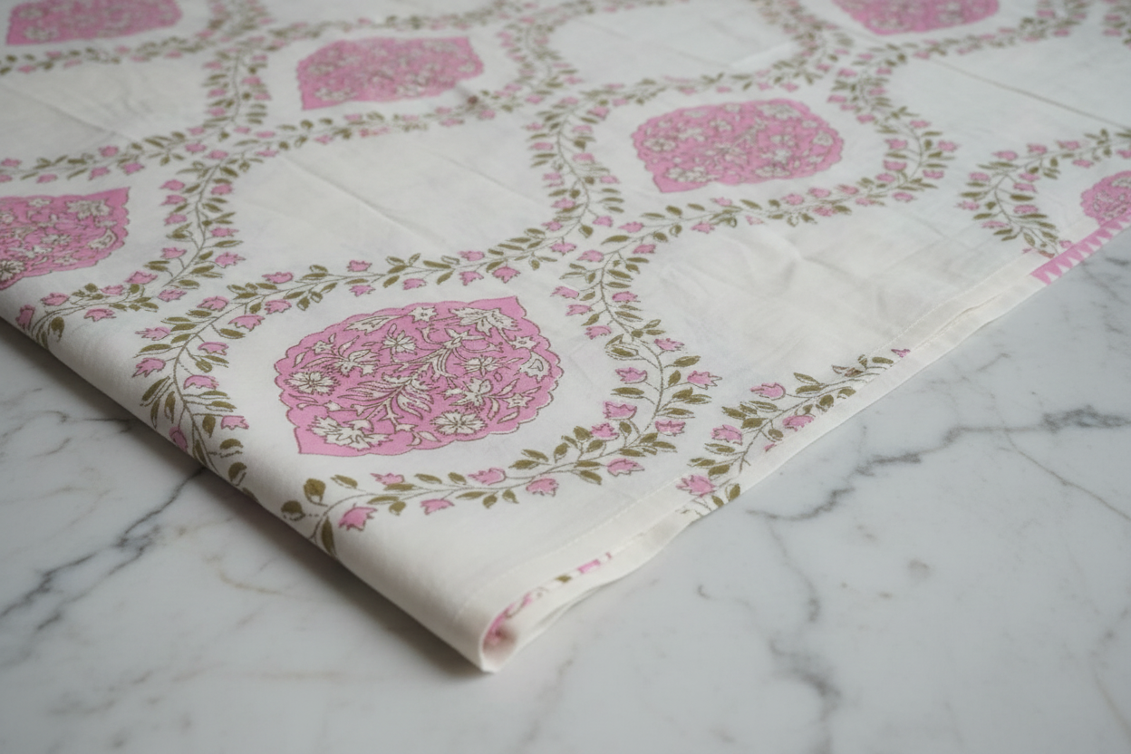 Chaapa - Pink and Green | Everyday 100%Cotton Bedsheet| Super King Size
