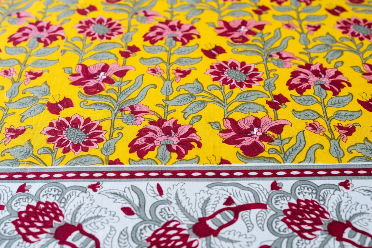 Basantni |yellow base with red and pink flower