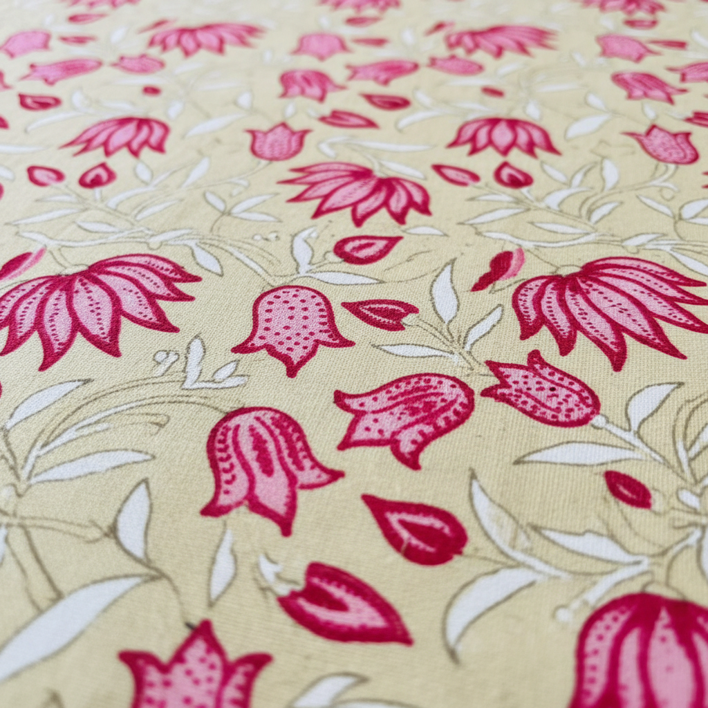 Close-up Lotus Block Print Detail