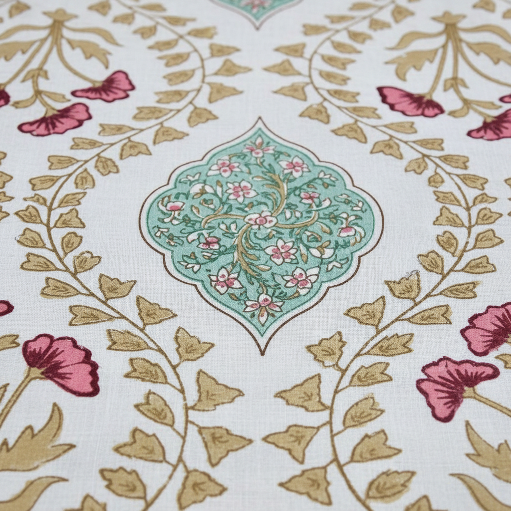 Megha- Teal green and pink |Everyday 100% cotton bedsheet | king size