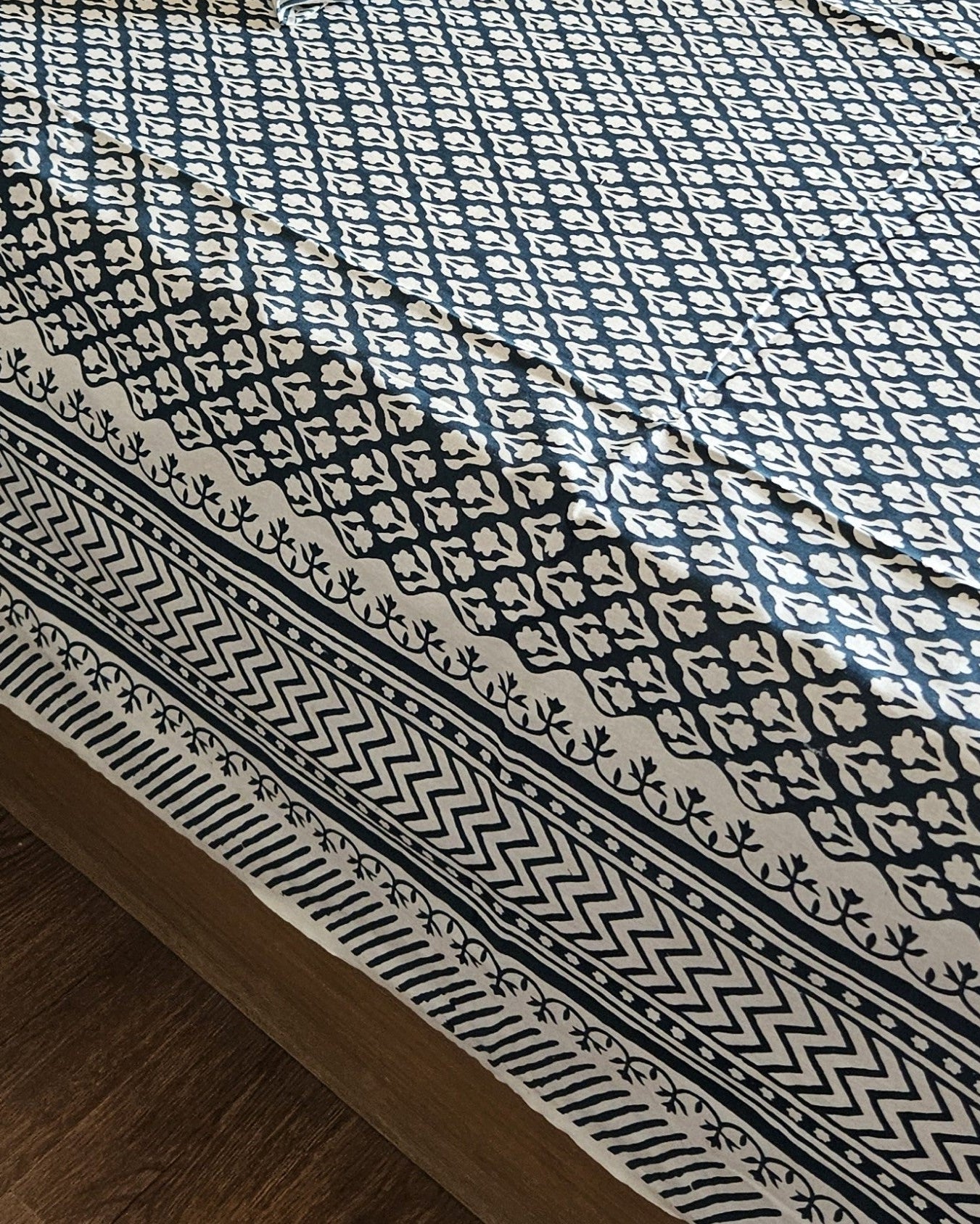 Bagru Boota - Blue | Everyday Cotton Bedsheet