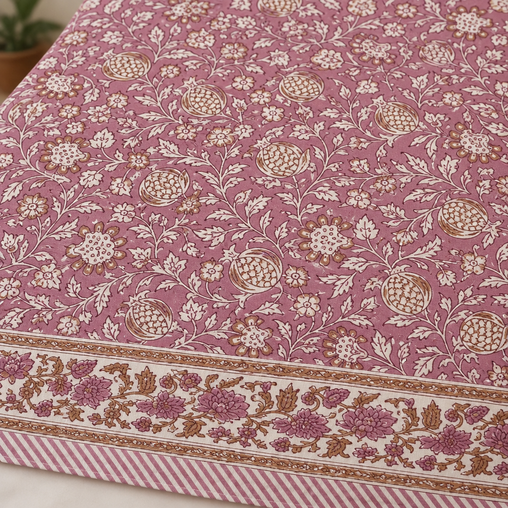 Aanar - Pink | Everyday 100%Cotton |King Size Bedsheet