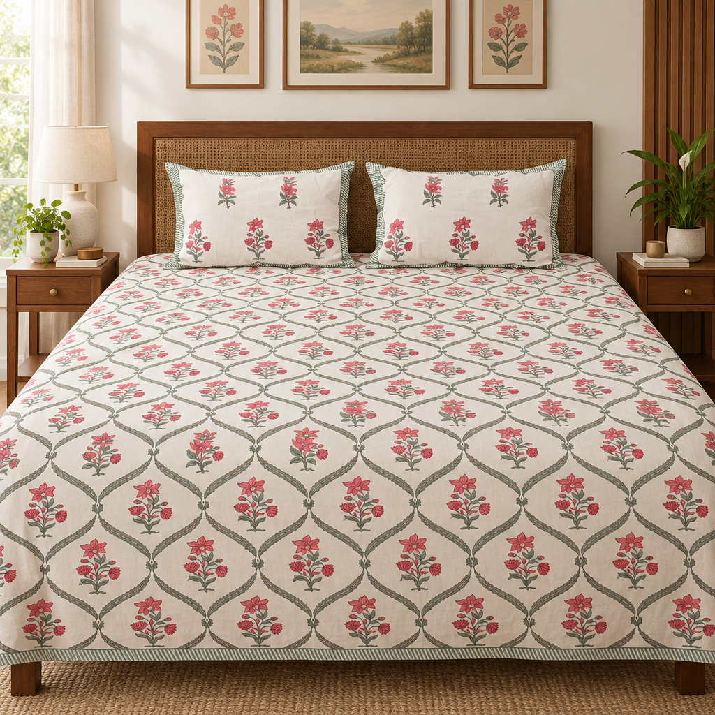 Caahat - Pink | Everyday 100% Cotton | King size bedsheet