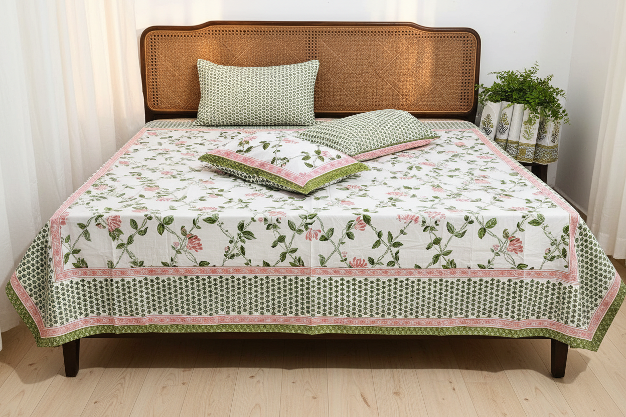 Front View Gulmoohar Bedsheet