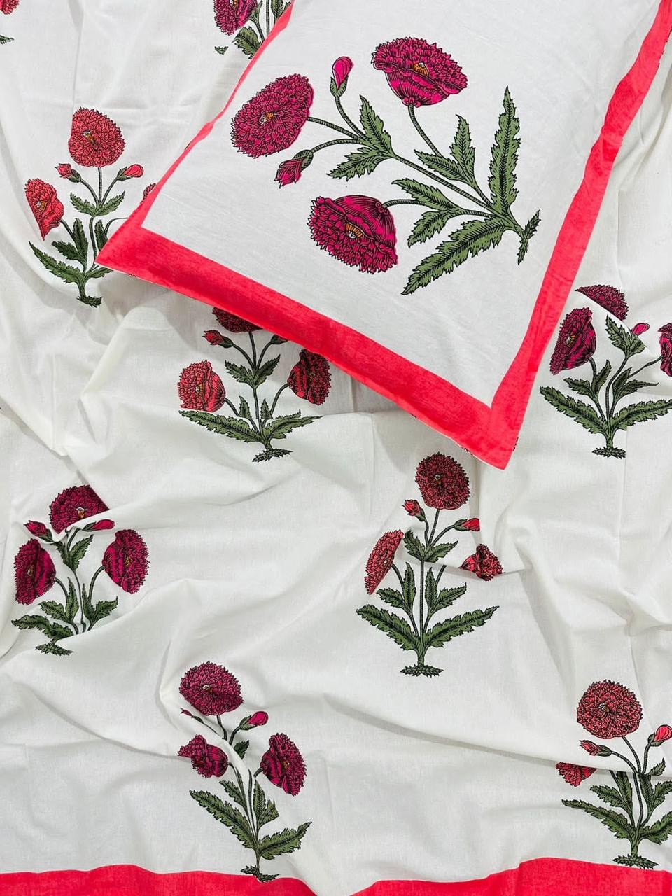 Ghulnar -Red| Everyday 100% Cotton Bedsheet| King Size