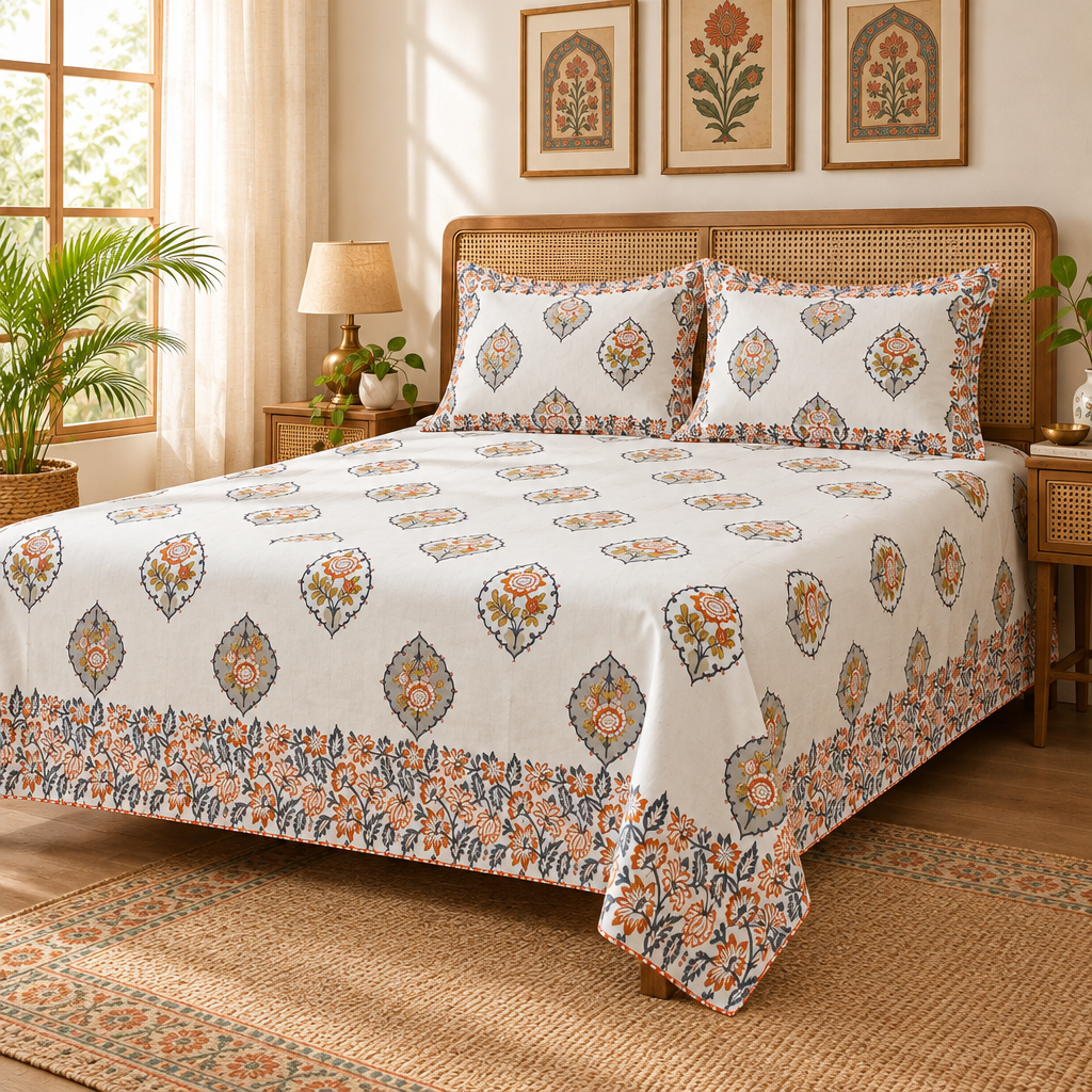 Gulab Grey bedsheet side view