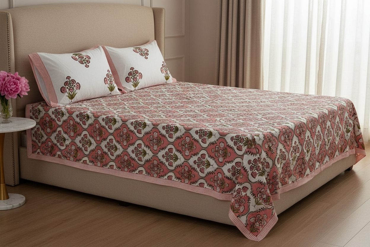 Haldima Peach – Flat Bedsheet Side View