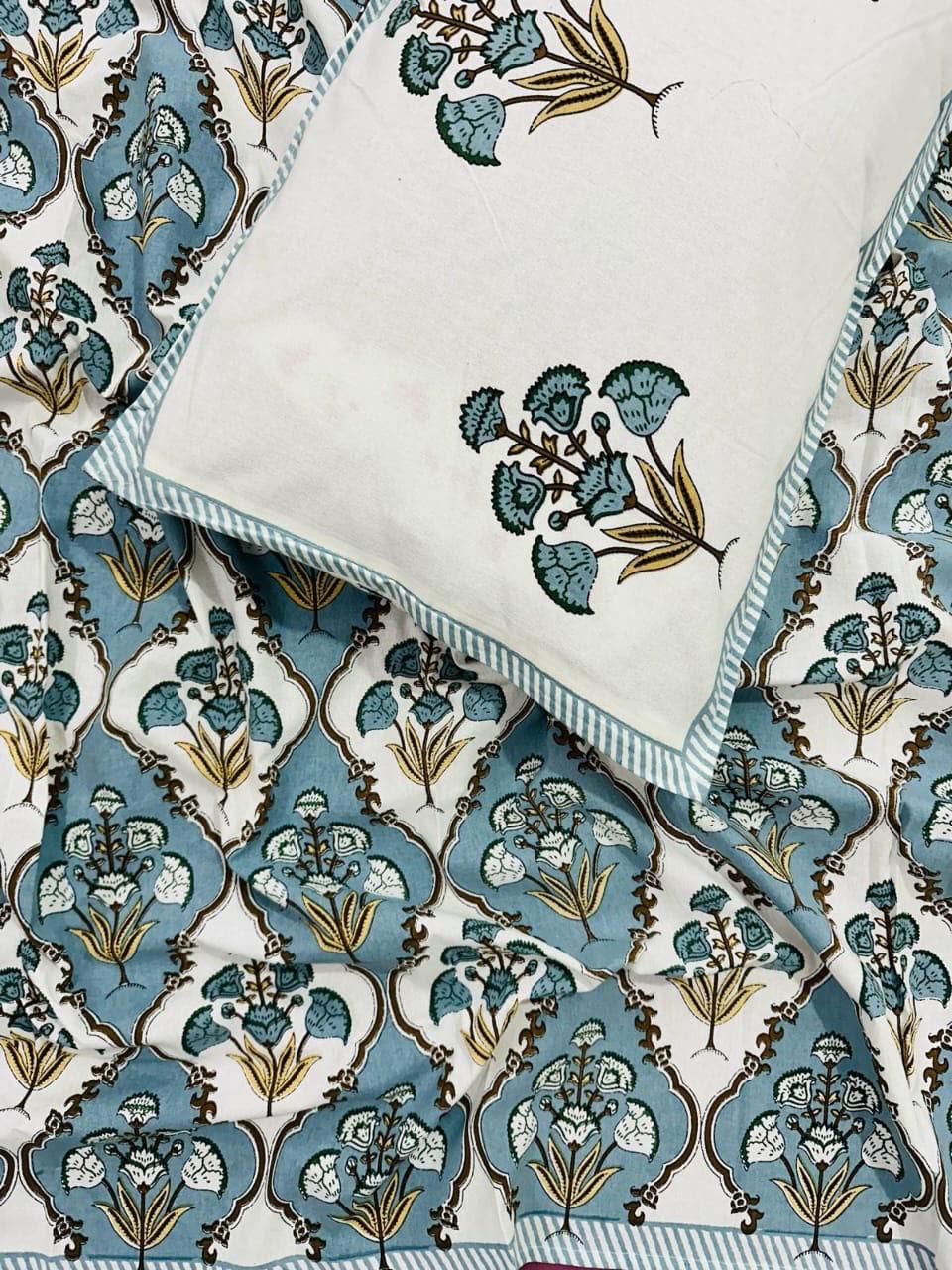 Haldima Blue | Everyday 100% Cotton Bedsheet | King Size