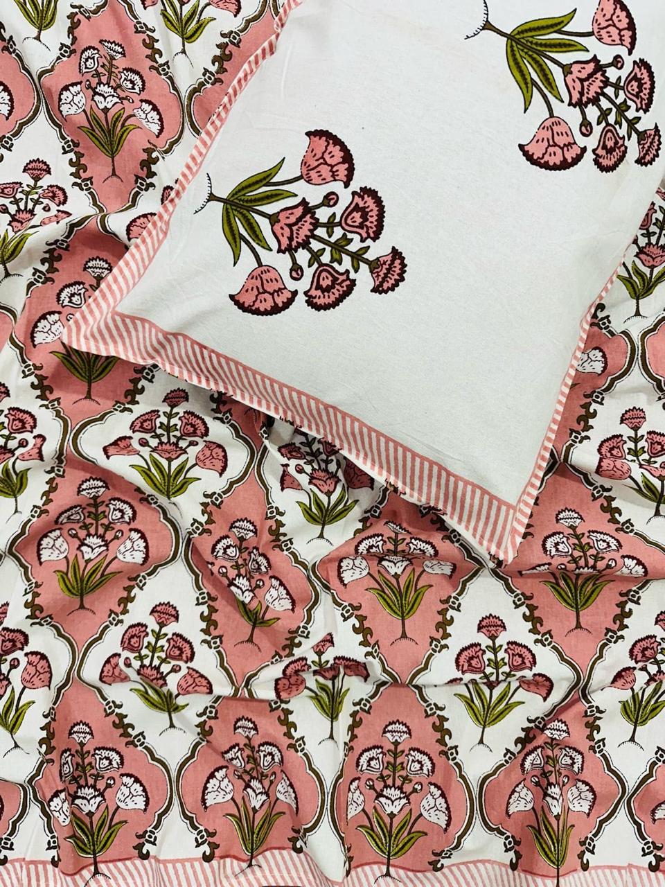 Haldima Peach  Bedsheet – Pure Cotton with Pillow Covers