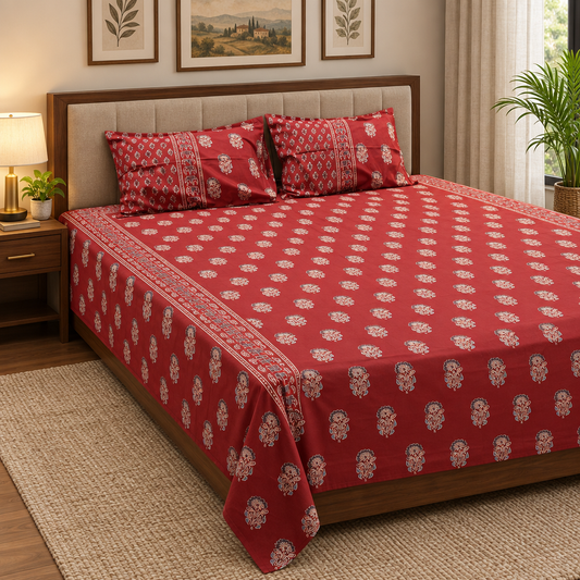 Rajwadi Maroon cotton bedsheet, view 2