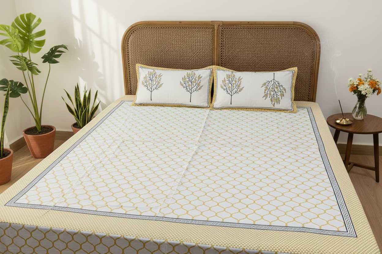 Jaal Beige Close-up Cane Bed