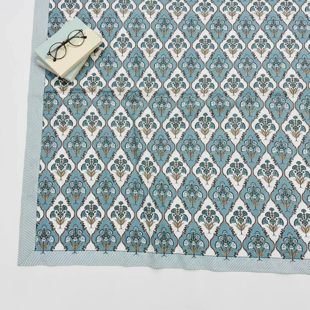 Haldima Blue | Everyday 100% Cotton Bedsheet | King Size
