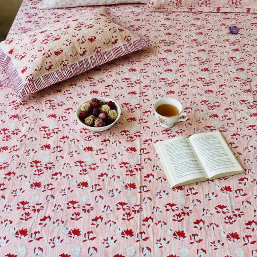 Kamli-Percale Cotton 400TC | Hand Block Printed Bedsheet