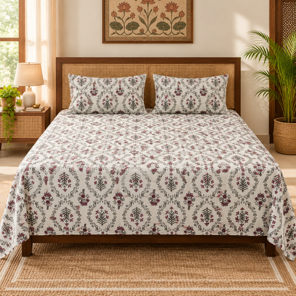 Bichona Red cotton bedsheet
