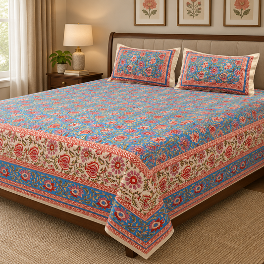 Raag Blue bedsheet side view